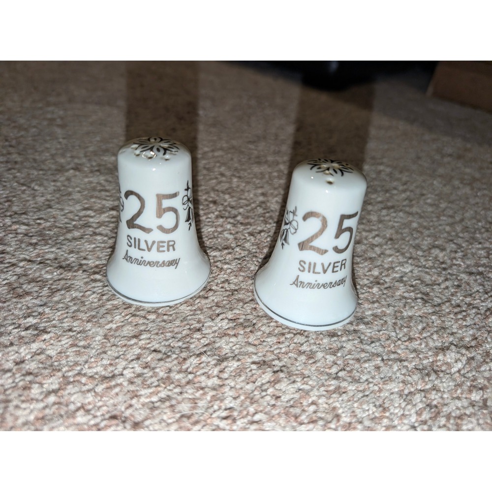 Vintage Bradley Exclusives 25th Silver Anniversary Salt and Pepper Shakers